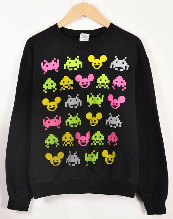 楽天市場 Disney ディズニー Mickey Mouse ミッキーマウス ドット絵 インベーダー スウェット ブラック メンズs 中古 古着雑貨ペンギントリッパー