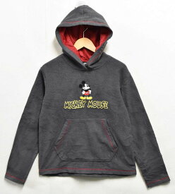 Disney ディズニー MICKEY MOUSE ミッキーマウス フリースパーカ プルオーバー ダークグレー レディースM【中古】■