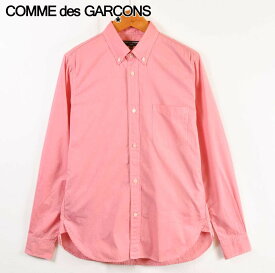 2013年 日本製 COMME des GARCONS HOMME コム・デ・ギャルソン オムシルク ボタンダウン 長袖シャツ ピンク メンズS【中古】▼【KA】