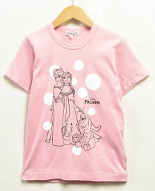 【AD2014】2014年 日本製 COMME des GARCONS×Disney コム・デ・ギャルソン×ディズニー FROZEN アナと雪の女王 半袖Tシャツ ピンク コットン レディースS【中古】▼