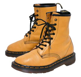 イングランド製 Dr.martens ドクターマーチン 8ホールブーツ マスタードイエロー レザー UK4 JPN23.0cm【中古】▼