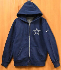 NIKE ナイキ NFL Dallas Cowboys ダラス・カウボーイズ フルジップ スウェット パーカ ネイビー メンズM相当【中古】■