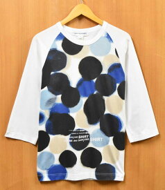 トルコ製 COMME des GARCONS SHIRT コム・デ・ギャルソン シャツ ラグラン 七分袖Tシャツ ホワイトベース×ドット柄 メンズM【中古】▼