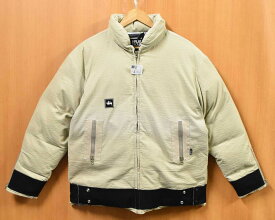 【デッドストック】【コラボ】 STUSSY×TILT ステューシー×TILT 原宿チャプト10周年記念モデル ダウンジャケット コーデュロイ フルジップ サンドベージュ×ブラック メンズM【新品】▼