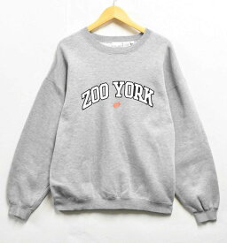 ZOO YORK ズーヨーク プルオーバー スウェット ヘザーグレー メンズL【中古】▼