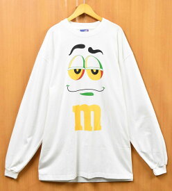 【展示試着品】【ビッグサイズ】m&m's エムアンドエムズ 長袖Tシャツ ロンT コットン ホワイト メンズ2XL【新品】▼