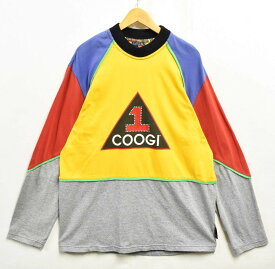 COOGI クージー 長袖Tシャツ ロンT イエロー×グリーン×パープル×レッド×ヘザーグレー マルチカラー メンズL【中古】▼