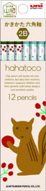 [ 名入れ 無料 ] ××廃番 名入れ鉛筆 鉛筆名入れ 鉛筆 えんぴつ hahatoco ハハトコ かきかた えんぴつ 六角軸 HT01 リス&家 2B ダース K56102B 三菱鉛筆 MITSUBISHI uni