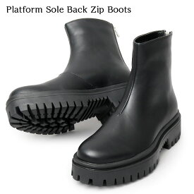 【送料無料】グラベラ メンズ ブーツ バックジップ 歩きやすい 疲れにくい ブラック 黒 glbb-276 PLATFORM SOLE BACK ZIP BOOTS