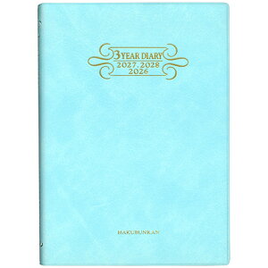 【お買い得品】博文館新社 2026年版(1月始まり)手帳 3年連用ダイアリー ソフト H判 B6 1頁2日3年対照 2026年〜2028年 ミント 161