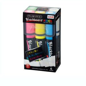 【お買い得品】三菱鉛筆 ブラックボードポスカ 極太 6色セット ポスターカラー 不透明 水性 顔料インク マーカー PCE50017K6C