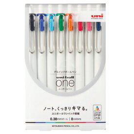 【お買い得品】三菱鉛筆 uni-ball one 8色アソート 0.38mm ゲルインクボールペン ユニボールワン UMN-S388C