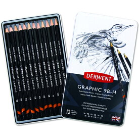 DERWENT（ダーウェント）鉛筆 グラフィック 34215 ソフトスケッチング 12種セット メタルケース DERWENT えんぴつ プレゼント 母の日 ギフト