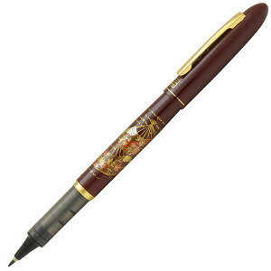 呉竹 万年毛筆 蒔絵物語 手紙ペン 扇面 臙脂 ER187-110 冬ギフト