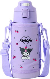 サンリオ クロミ 水筒 ステンレスボトル SANRIO KUROMI 保温 保冷 両用 670mL/620mL 2WAY 子供用 コップ＆ダイレクト キャップ 付き 名前スペースあり 通園 通学 水分補給 熱中症 KUROMI 大容量