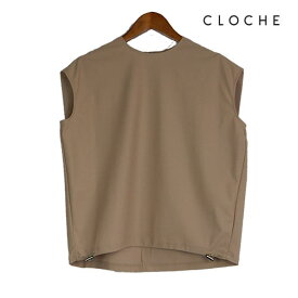 CLOCHE（クロッシェ）フレンチスリーブトップス きれいめトップス ボトムスを選ばない 布帛のような少しハリのある素材 裾にドロスト 丸みのあるシルエット オンオフ使える フレンチスリーブ