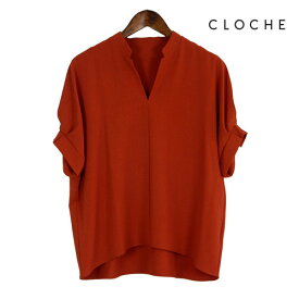 CLOCHE（クロッシェ）新着 キーネックブラウス ゆったりサイズ感 涼し気 袖口タック 二の腕カバー さらっとした肌触り 接触冷感 同素材のパンツあり 身体のラインを拾わない