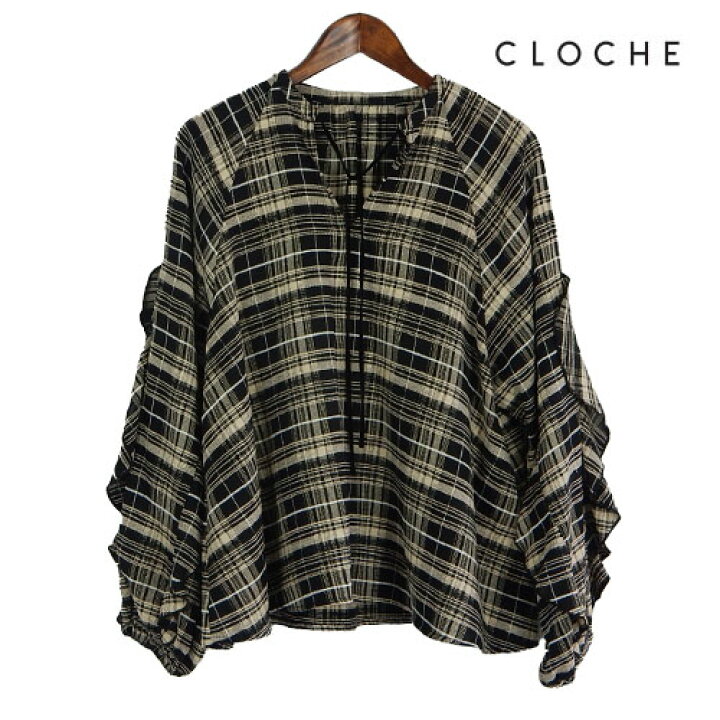楽天市場】CLOCHE（クロッシェ）新着 お袖ラッフルブラウス チェック 