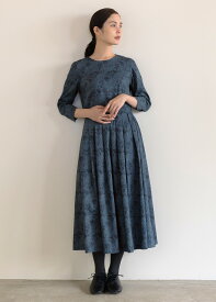 【ピープルツリー 公式】【フェアトレード】V＆A オーガニックコットンサテンミディドレス アップル柄【People Tree】オーガニックコットン 綿 100% ウィリアム・モリス レディース ワンピ 花柄