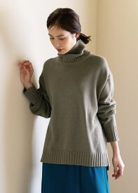 【ピープルツリー 公式】【フェアトレード】オーガニック コットン ニット ワイドリブタートルネック【People Tree】コットン 100％ 綿 レディース ハイネック生成り ブラウン ピンク