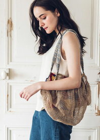 【ピープルツリー 公式】【people tree】ジュート編み＆リサイクルサリーの畳みバッグ 【フェアトレード】 【PeopleTree】レディース バッグ リサイクルサリー リサイクル 1点もの