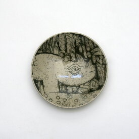 森と動物の絵皿 4寸皿 / サイ / 犀 / 益子焼 / Lisa Larson リサ・ラーソン / 皿 食器 テーブルウェア 陶器 北欧