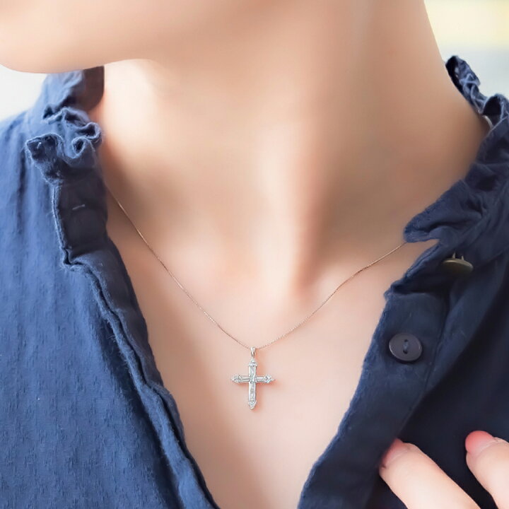 楽天市場】【永遠の輝き！プラチナ×ダイヤモンドクロスネックレス  