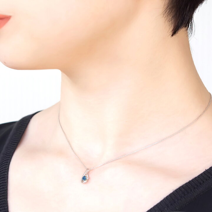 楽天市場】ネックレス K10ホワイトゴールド サファイア ダイヤモンド 