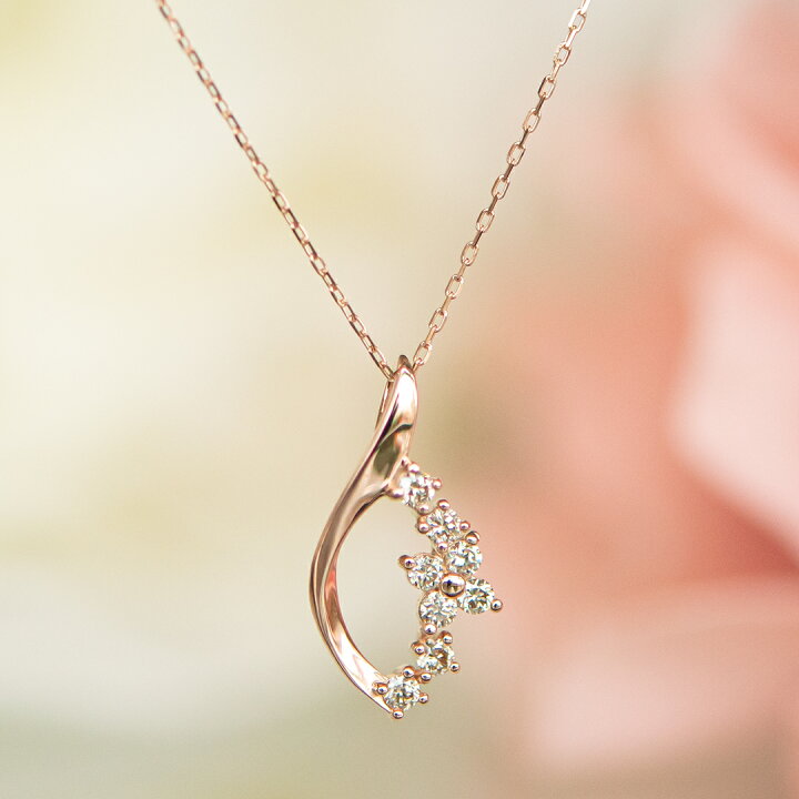楽天市場】ネックレス K10ピンクゴールド ダイヤモンド合計0.15ct(4月 