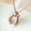 ペアネックレス(レディース単品)ステンレススチール ピンクゴールドIPコーティング ダイヤモンド(馬蹄)(ホースシュー)…