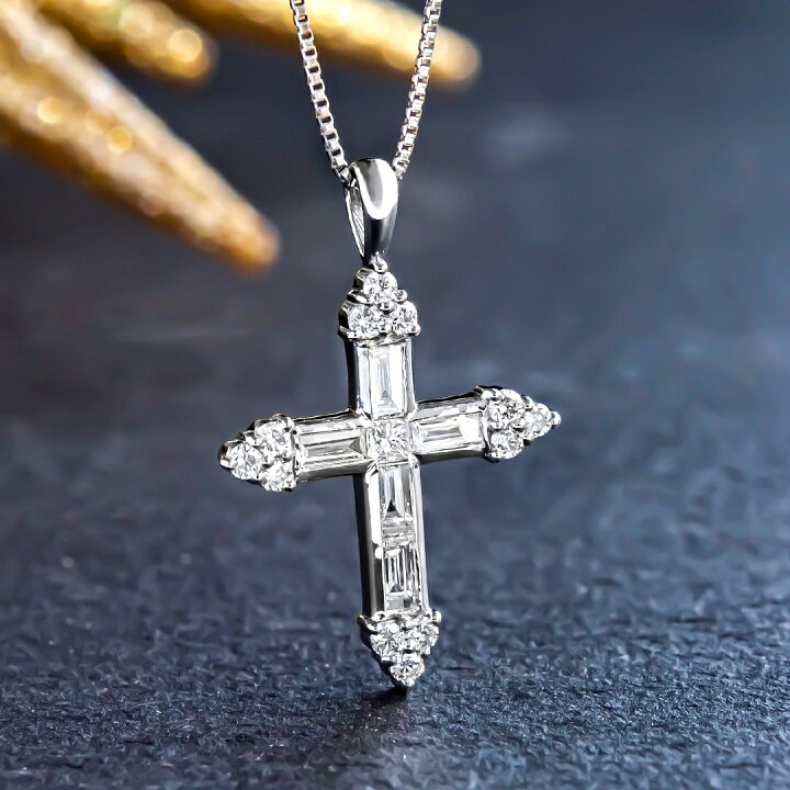 楽天市場】【永遠の輝き！プラチナ×ダイヤモンドクロスネックレス  