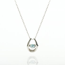 ネックレス プラチナ900 アイスブルーダイヤモンド0.05ct ダイヤモンド合計0.01ct(馬蹄/ホースシュー)(ダンシングストーン)(4月誕生石)[2221145101]