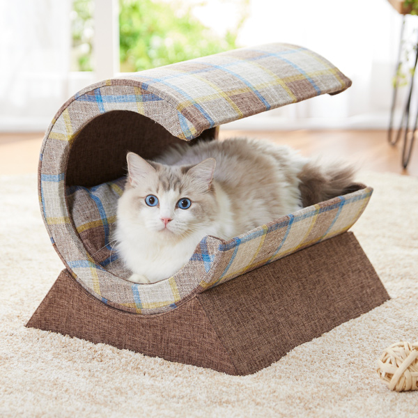 かくれんぼもできる2WAYタイプのトンネル型ベッド Ｃカーブベッド 猫 ねこ ベッド かわいい セール特価 インテリア おもちゃ PEPPY トンネル ペピイ ペット チェック 品質が