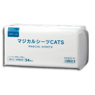 マジカルシーツCATS システムトイレ用 34枚×1袋 44×29cm ペットシーツ 白 猫 国産 ペピイオリジナル