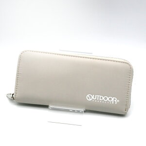 OUTDOOR シンプルロゴ ラウンドファスナー長財布 メンズ サイフ シンプル 中学生 高校生 大学生 男子 シンプル ロゴ ギフト 誕生日 プレゼント 祝い 修学旅行 ブラック グレー ベージュ ラウン