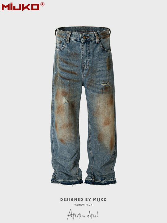 楽天市場】新作 MiJKO メンズ ダメージ加工 ビンテージ風 デニム  