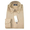 老舗シャツメーカー Brinkers ブリンカーズ シャツ CITY ボタンダウン ストレッチ 織柄 Mサイズ 39-82 ベージュ おしゃれ 人気 ブランド オフィス ビジカジ 誕生日 記念 プレゼント ギフト 送料無料