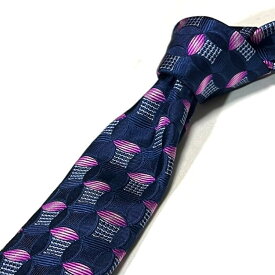 Les copains レコパン ネクタイ イタリア製 幾何学柄 ネイビー パープル おしゃれ フォーマル ビジネス カジュアル ビジカジ 誕生日 記念 プレゼント ギフト 送料無料