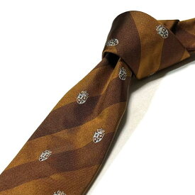Les copains レコパン ネクタイ イタリア製 レジメンタルストライプ柄 ブラウン おしゃれ フォーマル ビジネス ビジカジ オフィス パーティー 誕生日 記念 プレゼント ギフト 送料無料