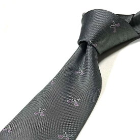 Les copains レコパン ネクタイ イタリア製 小紋柄 グレー おしゃれ フォーマル ビジネス ビジカジ オフィス パーティー 誕生日 記念 プレゼント ギフト 送料無料