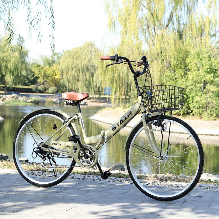 楽天市場】折りたたみ自転車 シティサイクル シマノ製6段変速 26インチ 