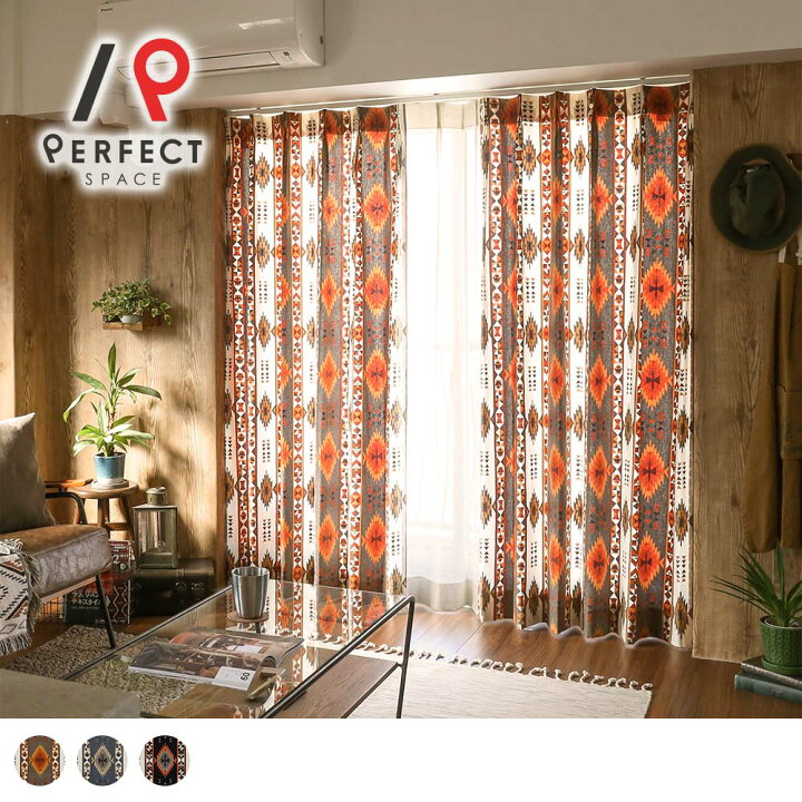 楽天市場】ネイティブ カーテン ネイティブインテリア 非遮光 おしゃれ  