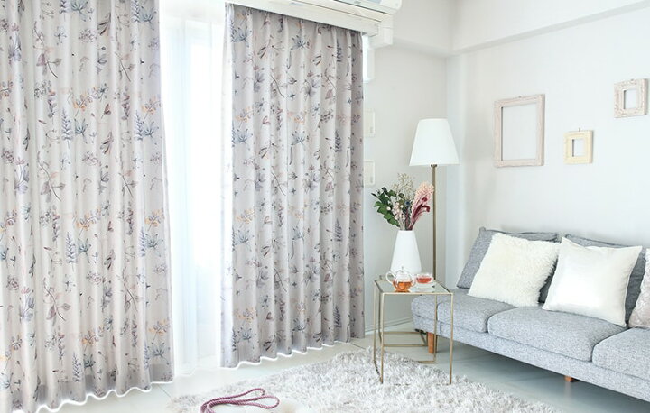 楽天市場】非遮光カーテン 刺繍 洗える 植物 リーフ 葉 オーダー  