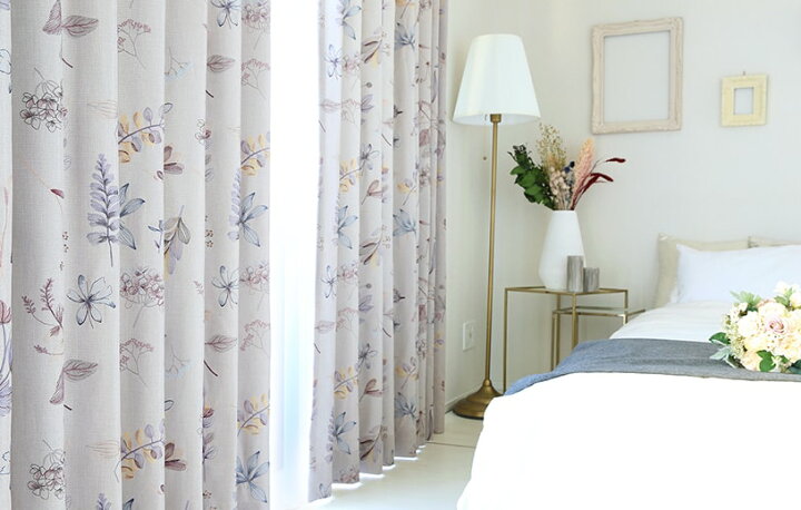 楽天市場】非遮光カーテン 刺繍 洗える 植物 リーフ 葉 オーダー  