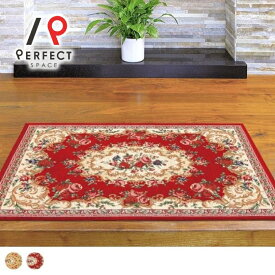 玄関マット マット ゴブラン織 オールシーズン 滑り止め クラシック アンティーク ホテルライク アクリル ポリエステル 高級感 お洒落 耐久性 ベージュ レッド 60cm×90cm