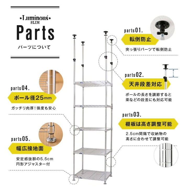 楽天市場】【10日まで☆P5倍】 突っ張り ラック スチールラック 