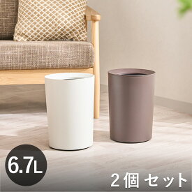 ゴミ箱 6.7L 2個セット ルクレール コンパクト 袋が見えない2重構造 丸型 くず入れ ダストボックス ごみ箱 屑入れ リビング 袋 見えない シンプル おしゃれ 白 くずかご 6.7リットル 縦型 丸形 円型 dst-kup0020st2