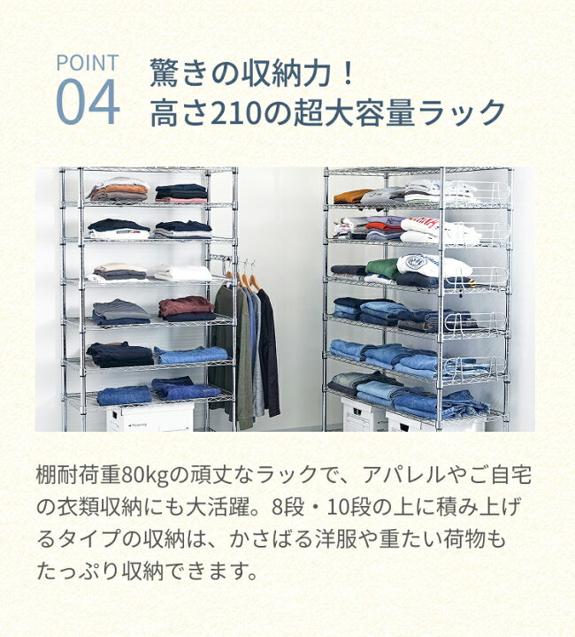 楽天市場】ルミナス スチールラック 幅60 奥行46 高さ210 8段 棚耐荷重 