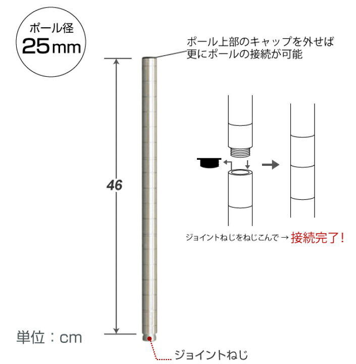 楽天市場】スチールラック ルミナス ラック [25mm] 延長ポール 長さ 