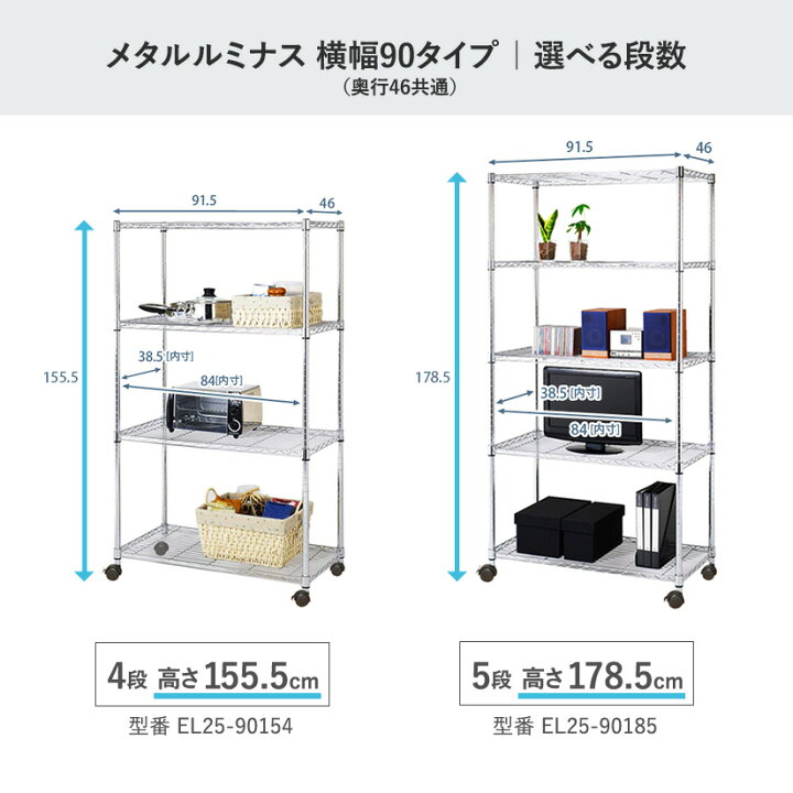 楽天市場】スチールラック 幅90 棚 メタル ラック 収納 シェルフ 